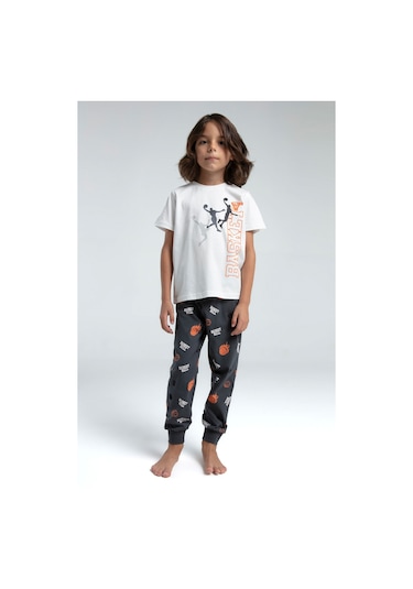 Rolypoly Erkek Çocuk Beyaz Pijama Takımı 5274-47517 Beyaz