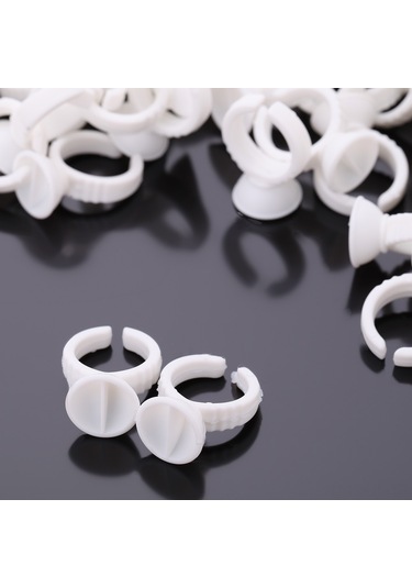 Gajeena 100 Adet Plastik Kirpik Bağlama Macunu Taşıyıcı Yüzükleri - Küçük Boy Dış Çap 1.3cm, İç Çap 1.1cm - Kirpik Uzatma Ve Kaş Dövme İşlemleri İçin