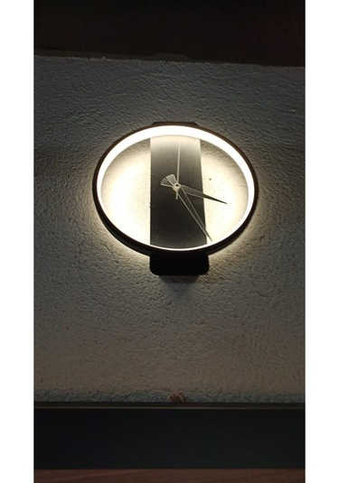 Sconce Özel Tasarım Saat Aplik Elektrik Bağlantısı Gerektirir Mat Siyah