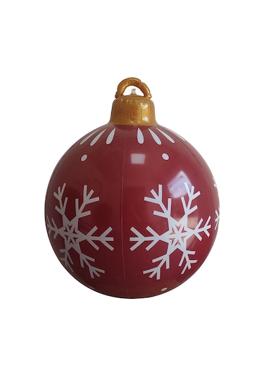Gajeena Kırmızı Buz Karı Desenli 60cm Pvc Noel Balonu - Dışarıda/içerde Kullanım, Su Geçirmez Bahçe Ve Ev Dekorasyonu Çok Renkli