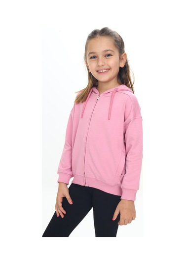 Toontoy Kız Çocuk Kapüşonlu Hırka Gül Kurusu