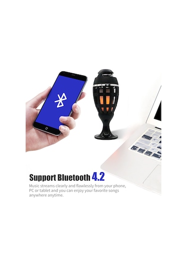 Yifomall Siyah Tabanlı Led Alev Işıklı Bluetooth Hoparlör - Portatif, Kaliteli Bass, El-işsiz Arama, Ev/outdoor/parti Kullanıma Uygun