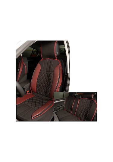 Jeep Grand Cheroke Yeni Lüx Oto Koltuk Minderi Ön Arka 5'li Set Elegance Serisi Siyah Kırmızı