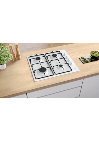 Bosch PBP6C2K80O 60 CM Gazlı Ocak Beyaz