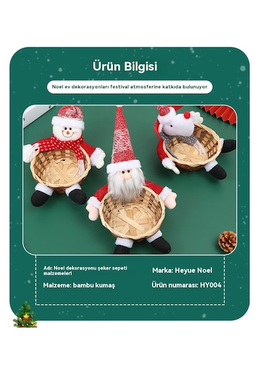 Noel Bebek Bambu Sepeti Süs Şeker Sepeti 23 19-geyik Tarzı