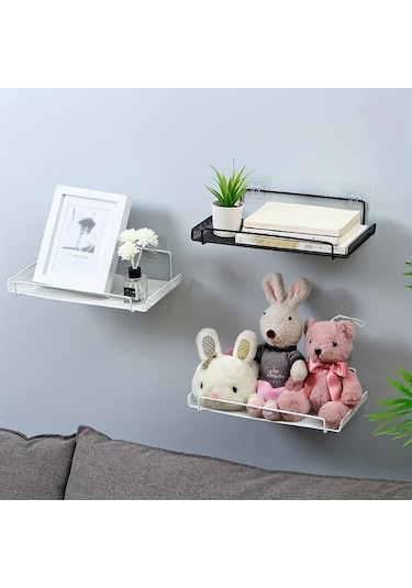 Sunshine011 Siyah Modern Duvar Tipi Router Rafı, Havalandırmalı Mesh Saklama Ünitesi Siyah