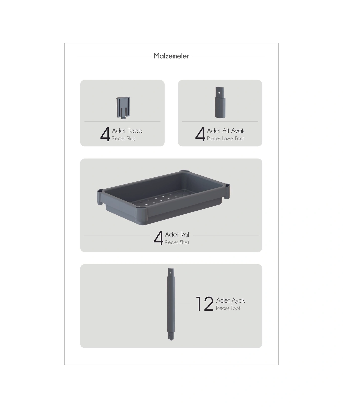 Mithra Life 4 Katlı Hazneli Plastik Beyaz Banyo Mutfak Balkon Düzenleyici Rafı Mıt1191 Beyaz
