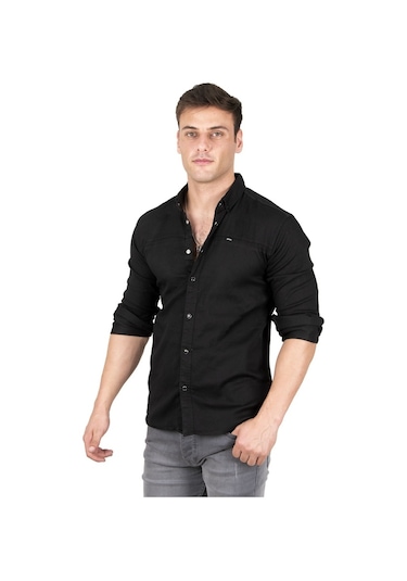 Deepsea Erkek Siyah Çıt Çıt Düğmeli Kot Gömlek 2300412 Siyah Deepsea Erkek Siyah Çıt Çıt Düğmeli Kot Gömlek 2300412 Siyah