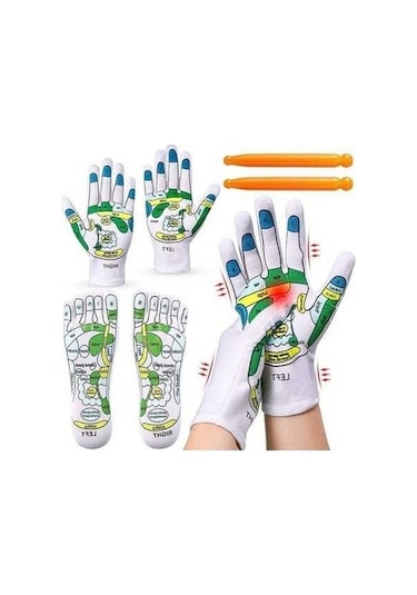 Tysm Renkli Akupresür Eldiven & Çorap Seti, Masaj Aletleri, Çok Renkli Refleksoloji Eldivenleri Çok Renkli