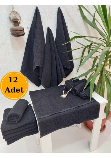 Siyah Berber Havlusu Denizli 50x90 Cm 12'li