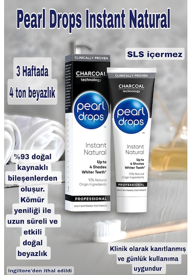 Pearl Drops Instant Natural White Charcoal Diş Macunu 75 ML