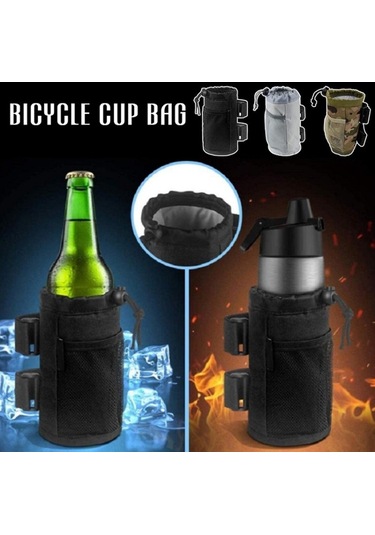 Polyester Bardak Tutucu Kese Çanta Su Şişesi Tutucu İçecek Bardak Kafesi Bisiklet, Bebek Arabası, Kruvazör, Mtb - Siyah