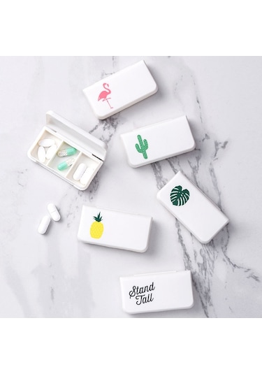 Sones 8 Adet Küçük Taşınabilir Nem Geçirmez Mühürlü İlaç Kutusu 3 Bölmeli Bir Günlük İlaç Bölmeli Kaplumbağa Yaprağı