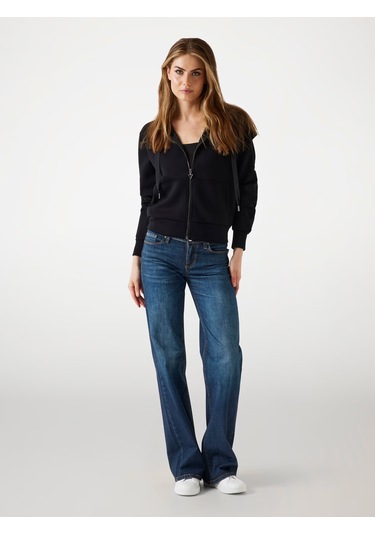 Guess Tam Fermuarlı Scuba Kumaş Kadın Sweatshirt W5yq05kbye2 Siyah