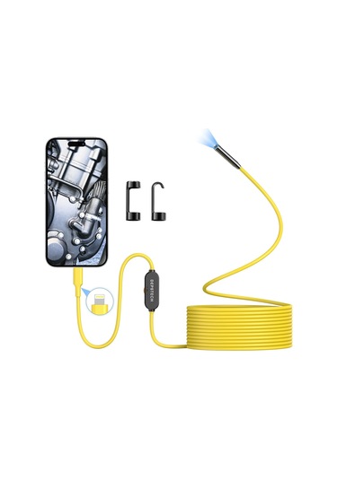 Depstech Işıklı Endoskop Kamerası - 5m Kablo 7mm İnce Prob - Sarı