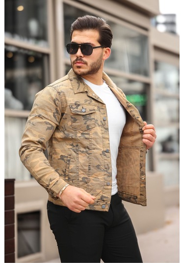 Koyu Haki Erkek Kot Ceket Çok Renkli