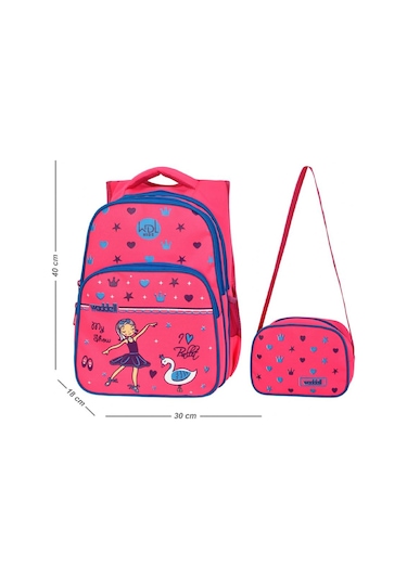 Waddell Kız Çocuk Pembe Balerin Baskılı İlkokul Sırt Çantası Ü