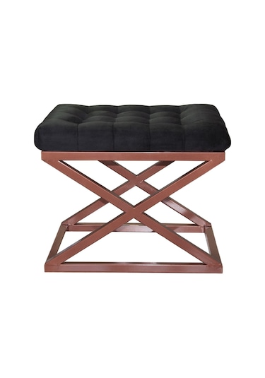 Evodeko Bakır Çapraz Ayaklı Siyah Puf
