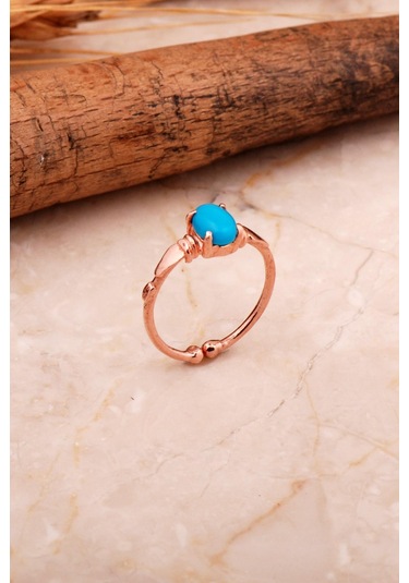 Firuze Rose Gümüş Tasarım Yüzük 5787 Gümüş