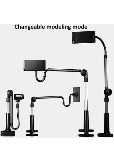 Tongxida 4-13 Inç Ayarlanabilir Kol Cep Tablet Tutucu Standı, Başucu Masası Tablet Klip Braketi Siyah