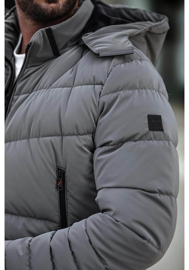 Delpino Dar Kesim Kapüşonlu Şişme Karbon Antrasit Erkek Mont 2205 Antrasit