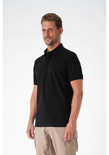 Mecanık Casual Ryker Polo T-shirt Cırtlı Siyah