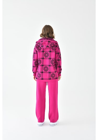 Ftz Women Kadın Dama Desenli İkili Takım Fuşya 20604-fuşya Fuşya