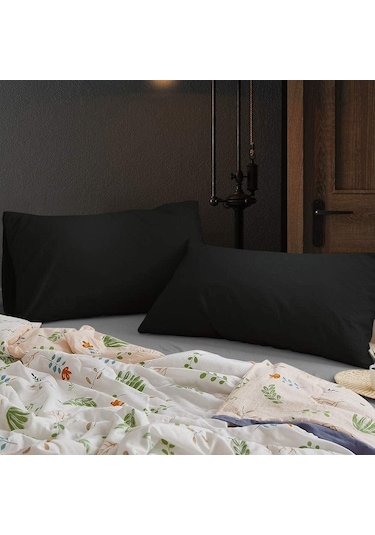 Pamuklu 2 Adet 50x70 Siyah Fermuarlı Yastık Kılıfı