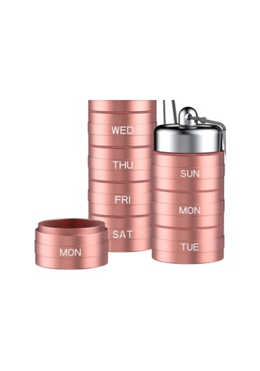 Suntek Magideal Günlük Hap Kutusu Mühürlü 7 Bölmeli Kamp Gül-altın