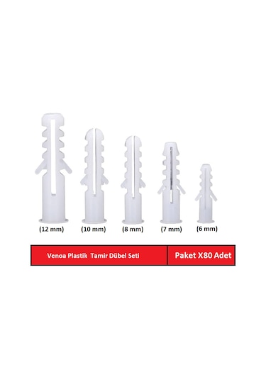 Venoa Db80 Plastik Dübel Karma Seti Paket 80 Adet
