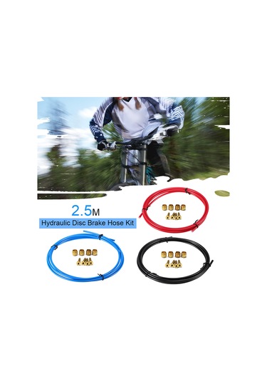 Teltree Bh59 Hidrolik Disk Fren Kablosu - 2.5m Yüksek Performanslı Pbt Tüp, Siyah/mavi/kırmızı, 4 Zeytin Ve 4 İnsert Dahil Siyah