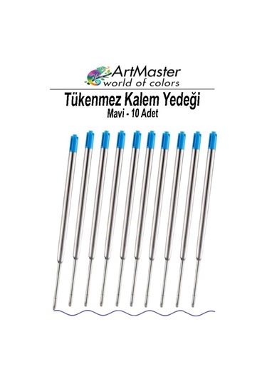 Tükenmez Kalem Yedeği Mavi 10 Adet Metal Tükenmez Kalem İçi Mavi Yedek Tükenmez Ofis Jel Kalem İçi Kalem İçi Okul Mavi