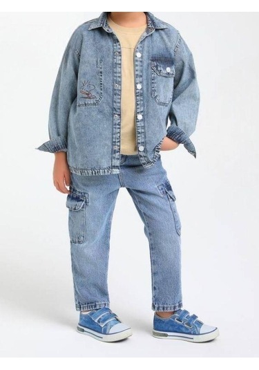 Jack Lions Erkek Bebek Kargo Cepli Kot Pantolon-14662 Buz Mavi