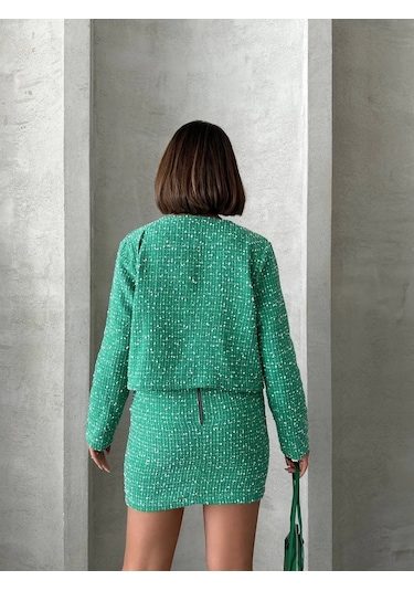 Ceketli Etek Takım Chl Kumaş Yeşil H24443 Yeşil
