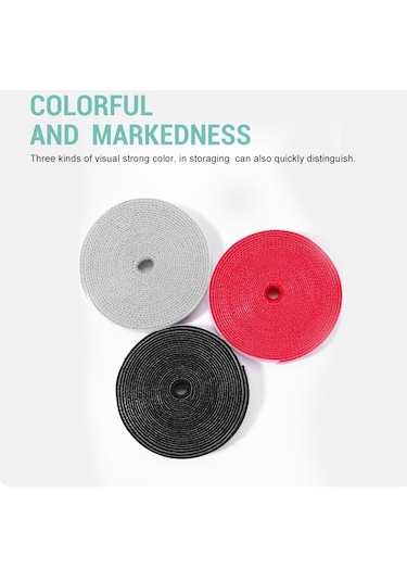 Dux Duıcs Stoyobe Kablo Düzenleyici Yapışkanlı Cırt Bant 3m Siyah