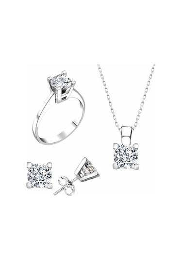 Sertifikalı Swarovski Tektaş 925 Gümüş Set Takım