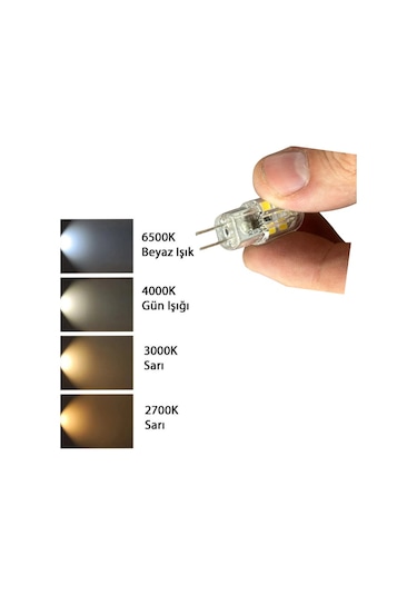 2 Adet Osaka 2w Beyaz Işık 6500k G4 Duylu İğne Bacak Led Kapsül Ampul