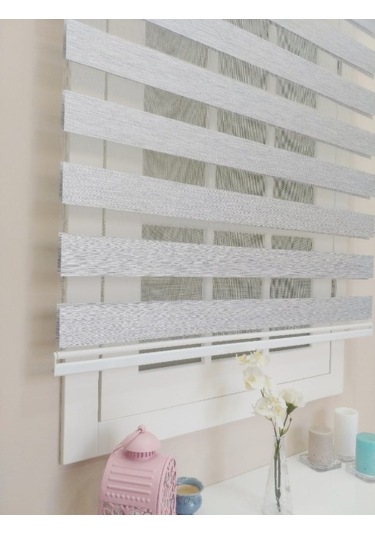 Gri Bambu Zebra Stor Perde Altı Düz