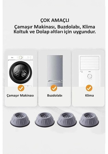 Beyaz Eşya Altlığı Ayağı 4 Adet Çamaşır Bulaşık Makinası Buzdolabı Yükseltici Titreşim Önleyici