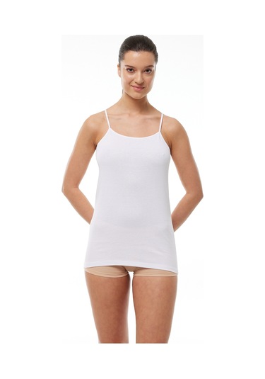 Malabadi Kadın Beyaz 6 Lı Paket %100 Pamuk Ribana Ip Askılı Atlet 105-e Beyaz