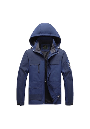 Erkek Kapüşonlu Ceket Koyu Mavi Koyu Mavi
