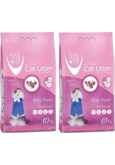 Van Cat Baby Powder Parfümlü Kedi Kumu 10 Kg 2 Adet