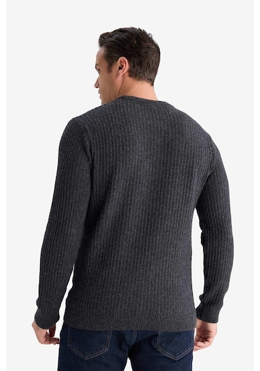 Defacto Standart Fit Bisiklet Yaka Triko Kazak E0811ax25wnar163 Antrasit