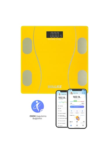 Walke Premium Uygulama Bağlantılı Akıllı Baskül Sarı