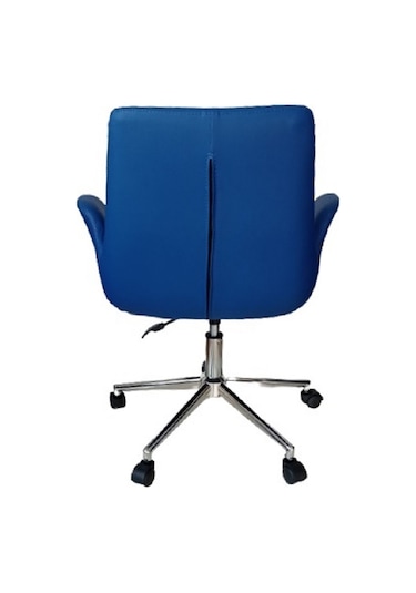 Sekreter Sandalyesi Döküm Süngerli Mavi Suni Deri