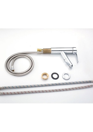 Bloomnest Lebıhmurah Bf24 Bakır Musluk, Tek Delikli Banyo Bataryası, Sıcak-soğuk Karıştırma, 60 Cm Hortum Gümüş