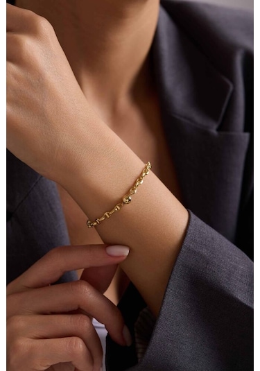 Sembolgold Barlı Altın Bileklik Toplu Form 19 Cm T13851 Renkli Çok Renkli