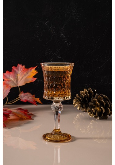 Mest 6 Adet Ayaklı Kahve Yanı Su Bardağı Seti Bal Renk 140 Cc Bal Renk