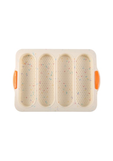 Wezone Mutfak İçin 4 Izgara Silikon Fırın Kalıbı - Yemek Dereceli, Yapışmaz Yüzey, Eşit Isı Dağılımı İle Ekmek Ve Kek Pişirme Aracı Bej + Renkli Çizgili Diğer