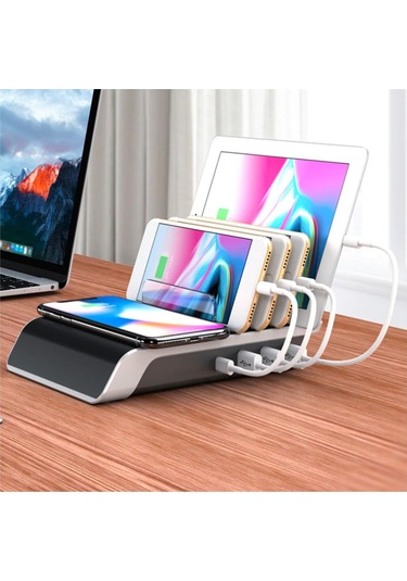 Ally Multiport 10W Wireless Kablosuz Şarj Cihazı Organizer Stand (121664883)-Siyah